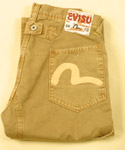 Evisu Mens Light Tan Button Fly Canvas Jeans - 31 Leg