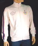 Mens Off White with Navy Stripe Full Zip High Neck Sweatshirt