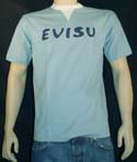 Evisu Mens Pale Blue Short Sleeve Cotton T-Shirt With Denim Logo