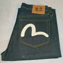 Evisu Mens Vintage Cut Dark Denim Button Fly Jeans