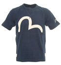 Navy T-Shirt With Ecru Logo