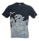 Evisu Navy T-Shirt with Sea Design