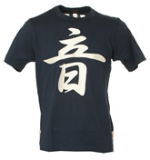 Evisu Navy T-Shirt with Silver Design