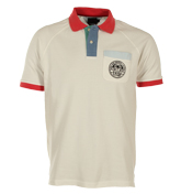 Evisu Off White Pique Polo Shirt