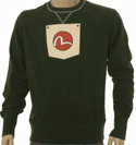 Olive Cotton Sweatshirt with False Cream Pocket