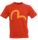 Red Short Sleeve T-Shirt With Orange Logo