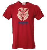 Evisu Red T-Shirt with White Printed Design