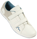 Evisu White and Grey Leather Velcro Fastening Trainers
