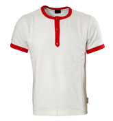 Evisu White Button Fastening Pique T-Shirt