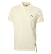Evisu White Pique Polo Shirt with Printed Design
