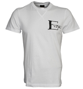 Evisu White T-Shirt with Black Printed Design