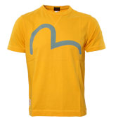 Evisu Yellow T-Shirt with Printed Grey Logo