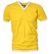 Evisu Yellow V-Neck T-Shirt with Sea Shells