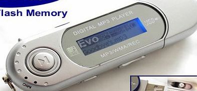 EvoDigitals 16GB Silver MP3 WMA Player (samsung memory) USB With FM Tuner, Voice Recorder   More