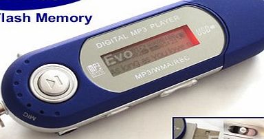 EvoDigitals 4GB Blue MP3 WMA Player (samsung memory) USB With FM Tuner, Voice Recorder   More