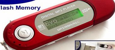EvoDigitals 4GB Red MP3 WMA Player (samsung memory) USB With FM Tuner, Voice Recorder   More