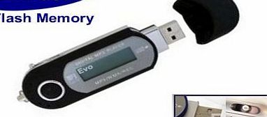 EvoDigitals 8GB Black MP3 WMA Player (samsung memory) USB With FM Tuner, Voice Recorder   More Now With Free Pou