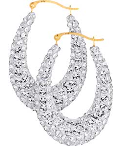Evoke 9ct Gold Double Sided Crystal Oval Creole