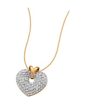 9ct Gold White Crystal Twin Bale Heart
