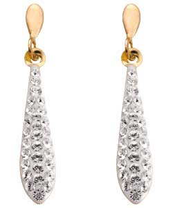 9ct Yellow Gold White Crystal Bomber Drop