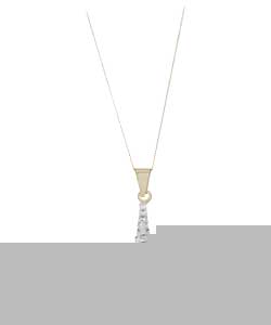 9ct Yellow Gold White Crystal Teardrop