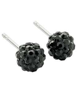 evoke Sterling Silver Black Crystal Ball Earrings