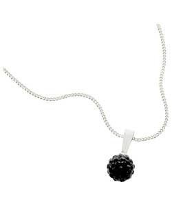 Sterling Silver Black Crystal Ball Pendant