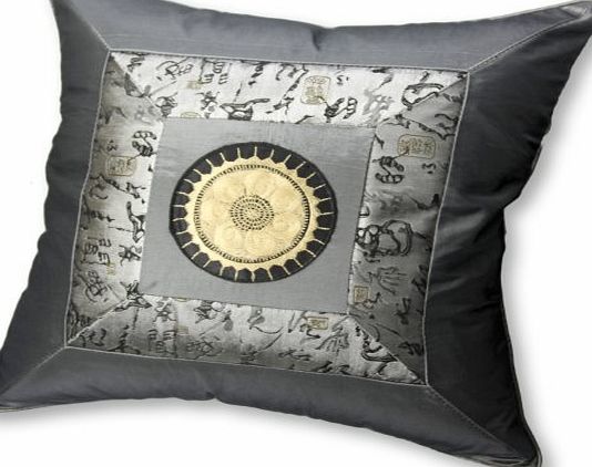 Evolatree Silky Grey Decorative Embroidered Oriental Cushion Cover / Pillow Case