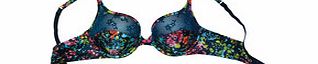 Evollove Morning Bud blue floral plunge bra