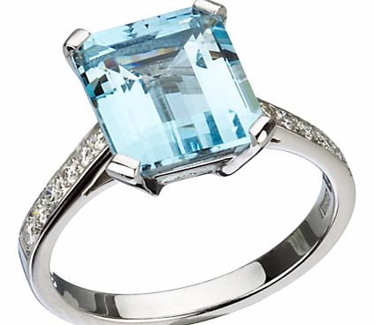 EWA 18ct White Gold Aquamarine Diamond Shoulder