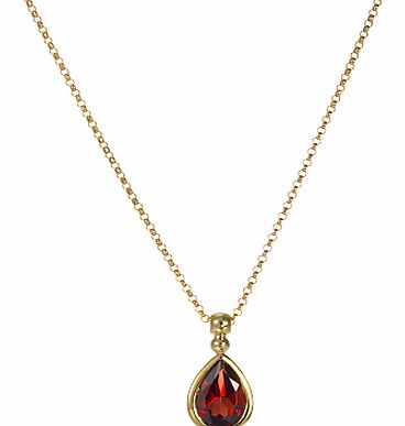 EWA 9ct Yellow Gold Bead Garnet Pendant Necklace