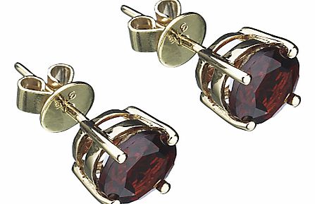 EWA Deep Red Garnet 9ct Gold Stud Earrings