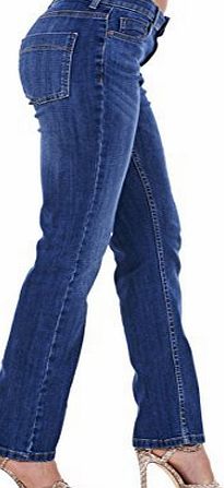 Ex Famous Store Ladies Straight Leg Jeans Womens Regular Fit Blue Cotton Denim Plus Size Pants