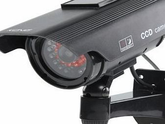 Ex-Pro Black SOLAR Dummy / Fake CCTV Security Camera /Outdoor Camera with Solar pannel for flash LED
