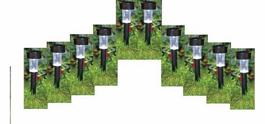 Ex-Pro Outdoor Solar Powered Bollard Ground/Driveway/Path Garden Lighting - PACK of 12