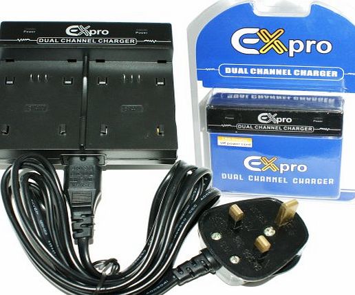 Ex-Pro Panasonic DMW-BLC12E, DMW-BLC12, DE-A79B, DE-A79, DE-A80 Dual (Twin) Battery Fast Charge Digital Camera Charger for Panasonic Lumix DMC-G5, DMC-G6, DMC-G7, DMC-GH2, DMC-GX8, DMC-FZ200, DMC-FZ3