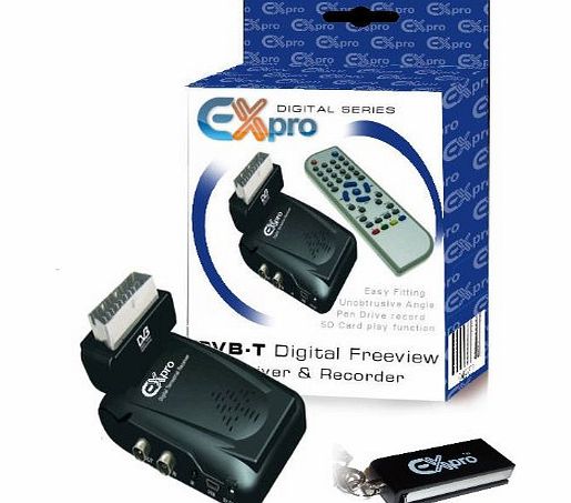 Ex-Pro Scart Digibox Freeview Receiver amp; Recorder DVB-T Adapter Box amp; 4GB Pen Drive Storage space