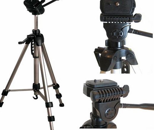 TR-550A Professional Photographic Camcorder Tripod - (530mm - 1450mm / 57``) Light Weight, Full Geared system, Fluid Pan Head, 3 Section Lock Legs, Spirit Level, Fast Install, Quick Release, Hig