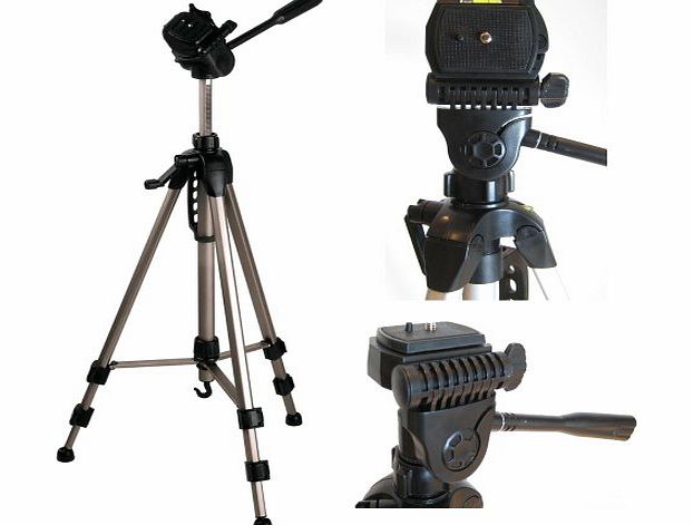 TR-550A Professional Photographic Camcorder Tripod for JVC GZ-MG330 - (530mm - 1450mm / 57``) Light Weight, Full Geared system, Fluid Pan Head, 3 Section Lock Legs, Spirit Level, Fast Install, Q