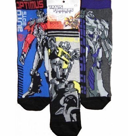Ex-Store Boys Transformers Socks 3 Pairs 12-3.5 Ex Store Quality Item
