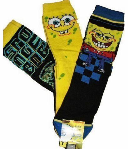Pack of 3 Quality Spongebob Square Pants Boys Socks 4-6.5