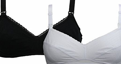 Ex-Store Ex Store 2 Pack Non Wired Maternity Nursing Bras Black and White 34 D