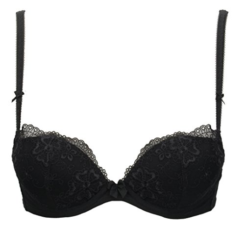 Ex-Store Ex Store Padded Push Up Embroidered Bra Black 36 C
