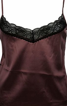 Ex-Store Ex Store Silk Dusky Rose Camisole   Black Lace Cami 14