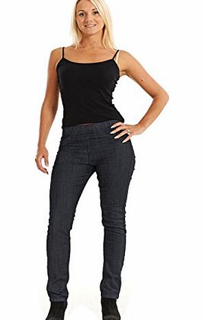 Ex-Store Lades Straight Leg Jeans Indigo Elasticated Waist Womens Denim Blue Cotton