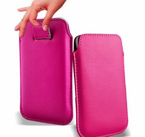 Samsung Galaxy S5 Mini Pink Leather Pull Tab Protective Pouch Case Cover With Pull Tab Function