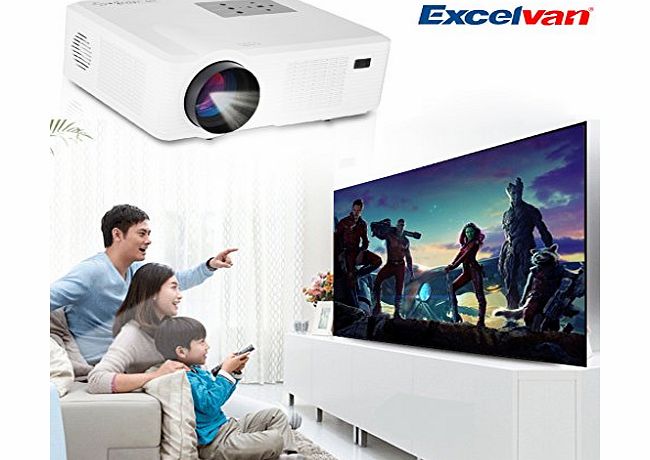 Excelvan 2400 Lumens HD LED/LCD Projector for Home Cinema Theater PC DVD DTV Computer Laptop Blu-ray DVD White