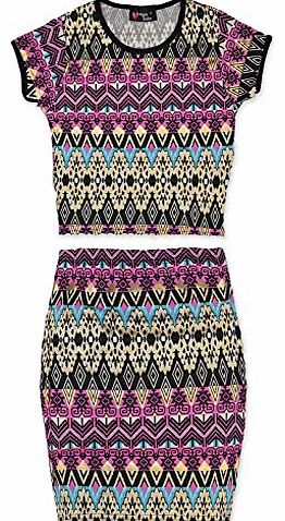 Exciteclothing Girls Skirt And Crop Top T Shirt Printed Set Kids Outfit New Age 5 - 13 Years