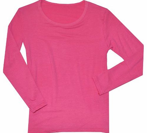 Exciteclothing Kids Plain Top Girls Long Sleeve Tee T Shirt Stretch Fit Teen New Age 2-14 yrs