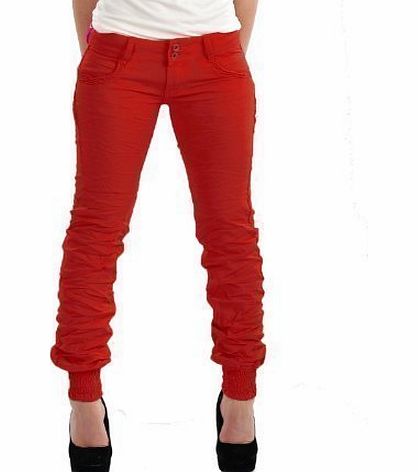 Exciteclothing Womens Fitted Slim Fit Skinny Jeans Chino Trousers Ladies Womens Brand New, Red, 36 UK 8